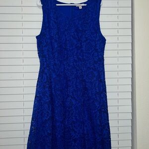 Chic Royal Blue Lace Midi Dress